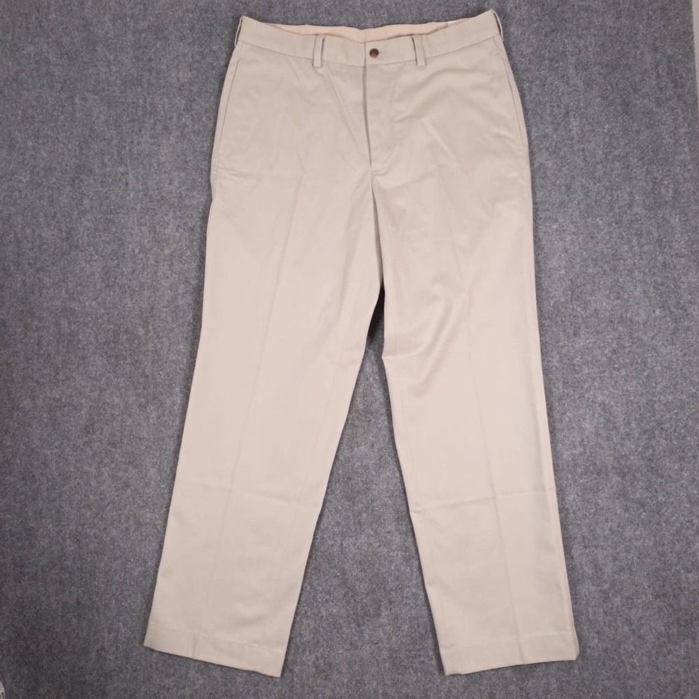 NWT Brooks Brothers Advantage Chino Clark Pants Mens 35x30 Khaki Flat Front